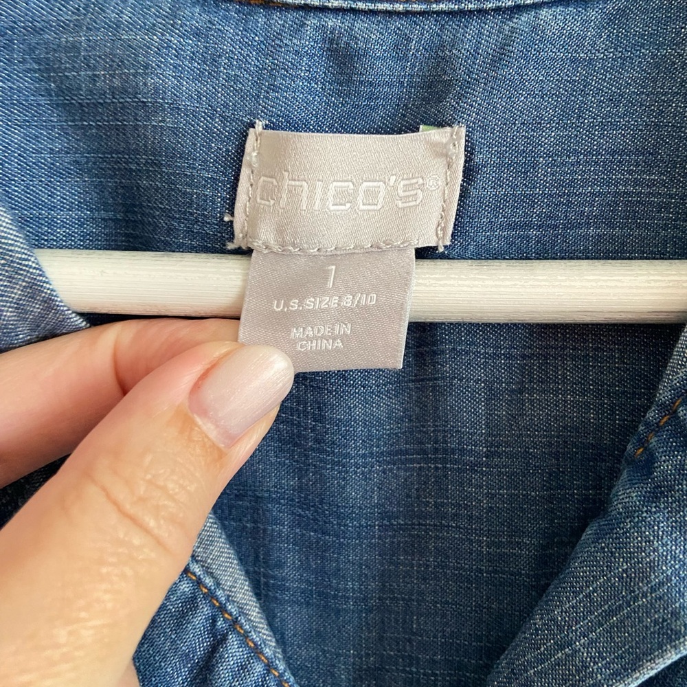 Chico's Classic Blue Denim Shirt - Picture 8 of 9